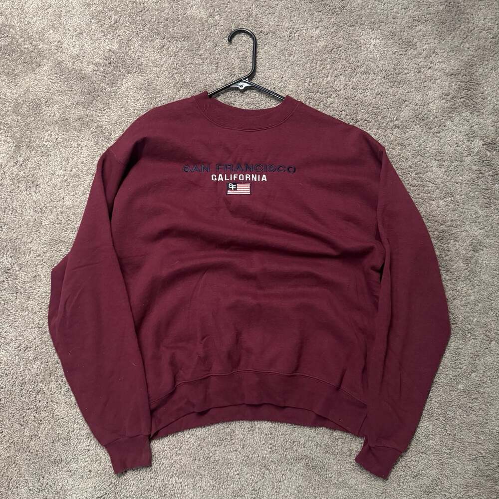 Hanes Ecosmart San Francisco California Embroidered Sweatshirt Maroon Size M